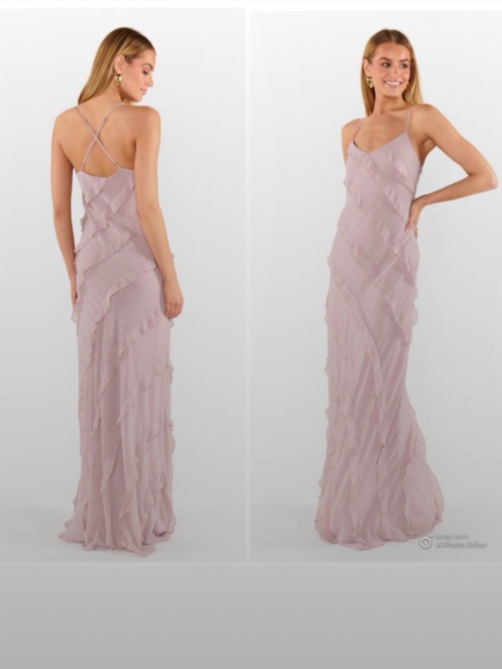 Show Me Your MuMu Blush Pink Ruffled Maxi Dress S